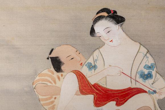 大阪美術(shù)商會江戶時代 勝川春章 春情圖十五開