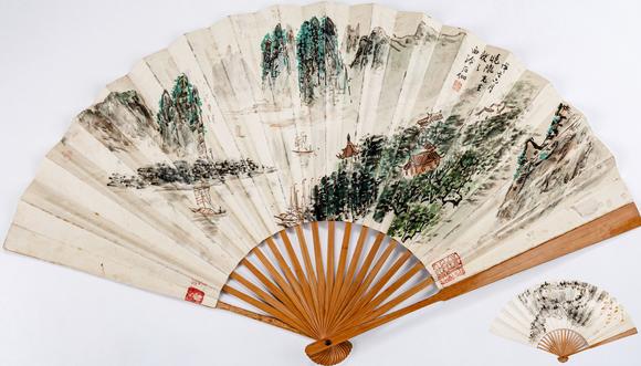 大阪美術(shù)商會(huì)申石伽、張大千合作成扇