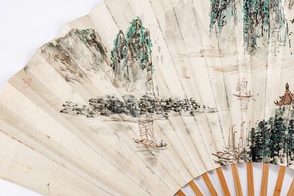 大阪美術(shù)商會(huì)申石伽、張大千合作成扇