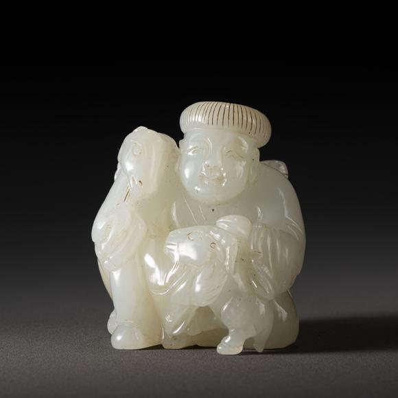 大阪美術(shù)商會清 白玉雕得意羊羊