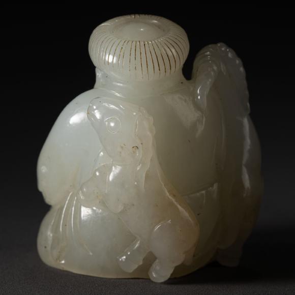 大阪美術(shù)商會清 白玉雕得意羊羊