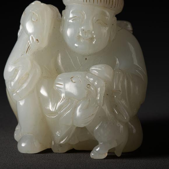 大阪美術(shù)商會清 白玉雕得意羊羊