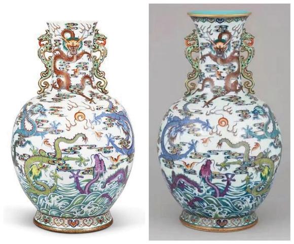 華藝國際清18世紀(jì)  斗彩云龍紋天球瓶