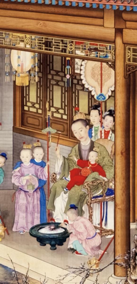 華藝國(guó)際清嘉慶  洋紅地洋彩纏枝寶相花吉慶如意嬰戲圖螭耳尊