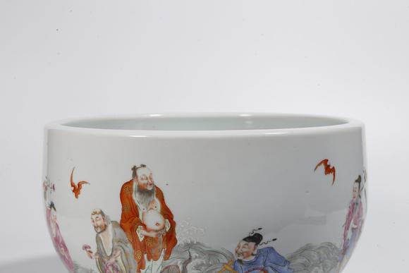 千葉大和粉彩群仙祝壽圖案缸