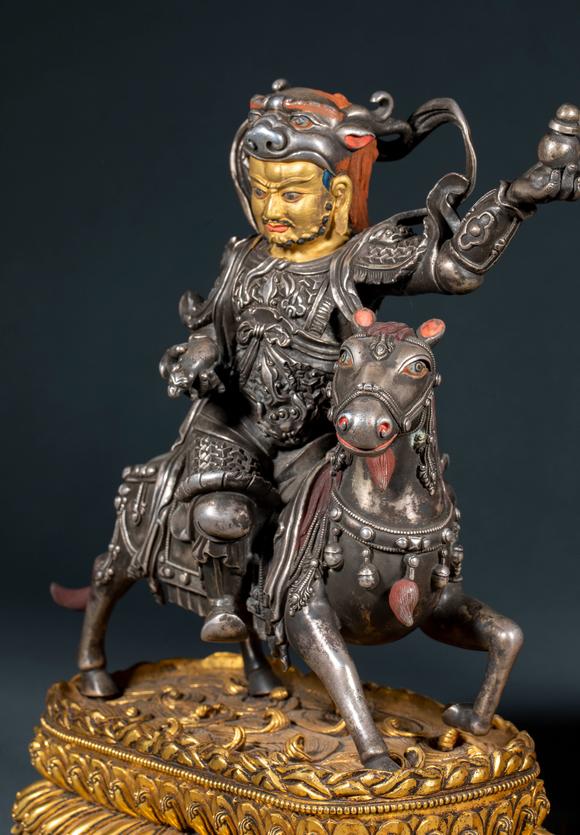 日本東勝明 鎏金鎏銀 財(cái)神一對(duì)