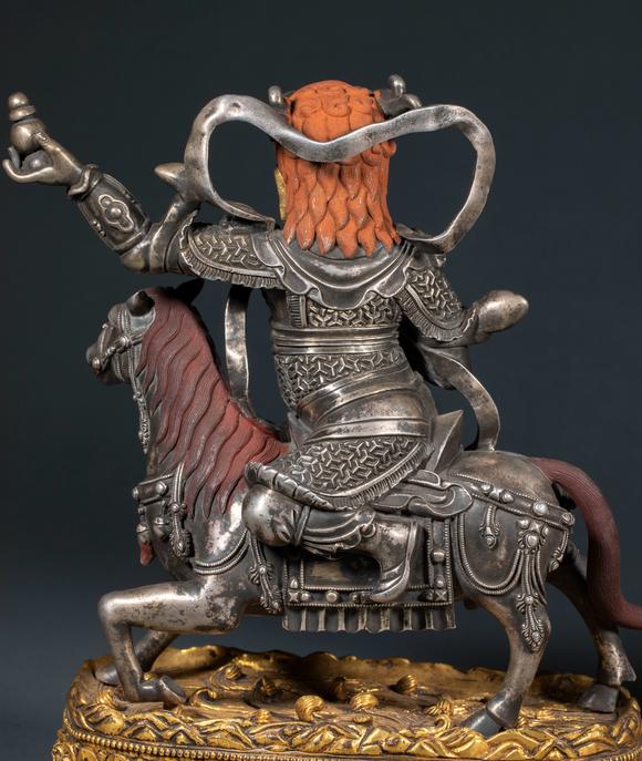 日本東勝明 鎏金鎏銀 財(cái)神一對(duì)