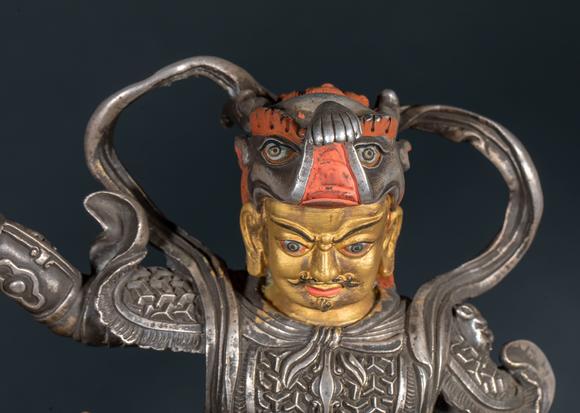 日本東勝明 鎏金鎏銀 財(cái)神一對(duì)
