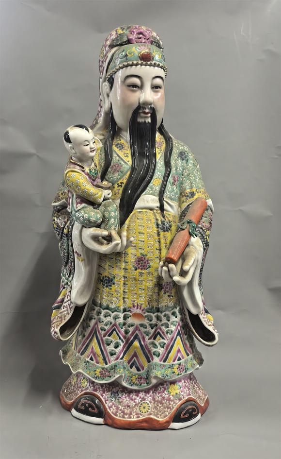 東京國際拍賣清代 粉彩福祿壽三星造像