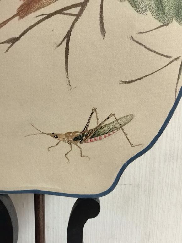 日本松町古美齊白石，趙叔儒 貝葉草蟲圖成扇（不帶展示架）