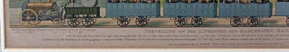 TooveysTuck (Raphael & Sons, publishers) - 'Travelling on the Liverpool and Manchester Railway, 1831', a pair, chromolithographs, each 24cm x 64cm, within Ho