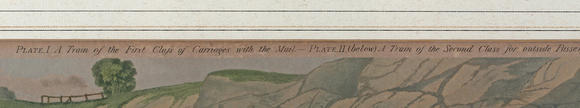 TooveysTuck (Raphael & Sons, publishers) - 'Travelling on the Liverpool and Manchester Railway, 1831', a pair, chromolithographs, each 24cm x 64cm, within Ho