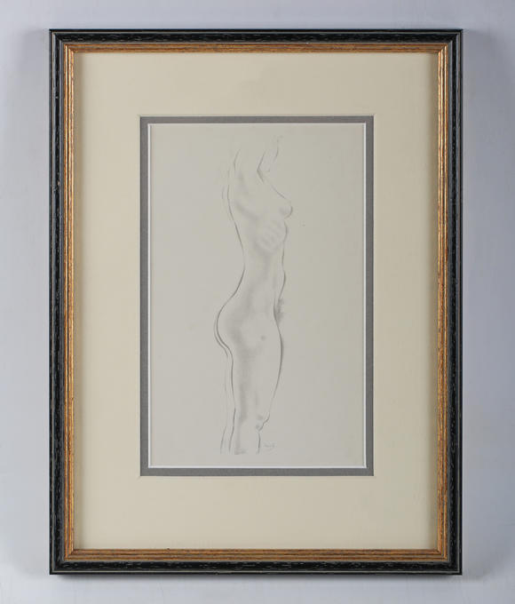TooveysEric Gill (British 1882-1940) - Standing female nude, collotype, 21.5cm x 13.5cm, within a black and gilt frame.
