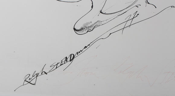 TooveysRalph Steadman (British b.1936) - Racehorse, print, signed and dated 3.3.77 lower centre, 50cm x 95cm, within a black frame, together with a further p