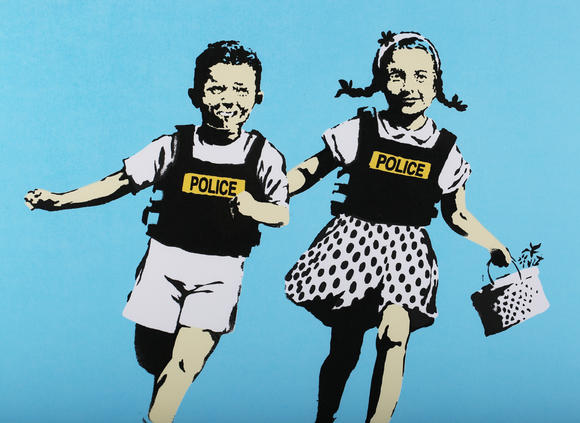 TooveysBanksy (British b.1974) - 'Jack & Jill' (2005), colour screenprint, numbered 74/350 lower left, with blindstamp, p.45cm x 65cm, within an aluminium fr