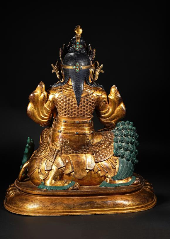 日本東海名古屋清代銅鎏金財(cái)寶天王造像