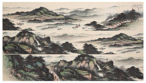 千美會黎雄才紙本山水圖畫