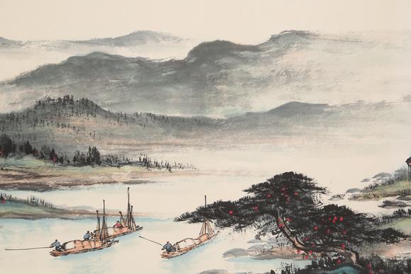 千美會黎雄才紙本山水圖畫