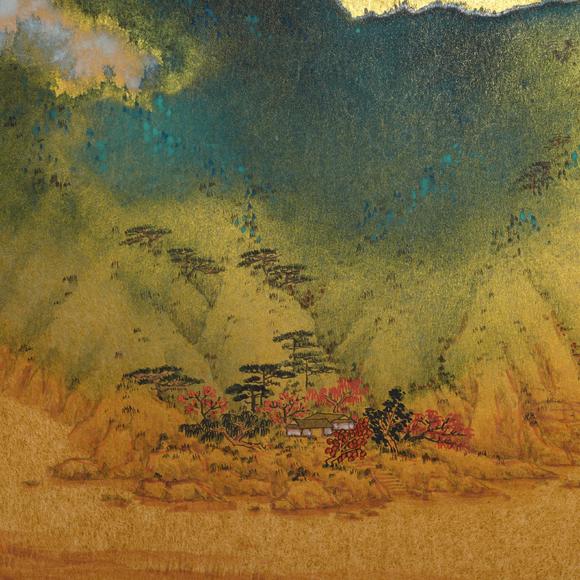 千美會(huì)宋文治 金箋潑彩《溪山歸棹圖》
