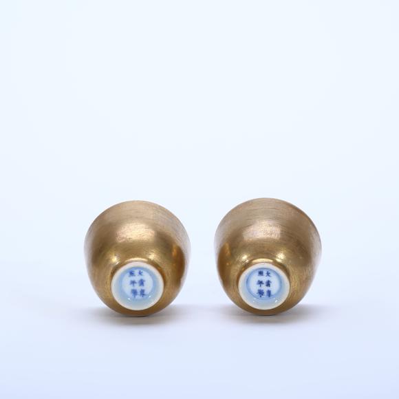 鐮倉美術(shù)清康熙 金釉杯一對
