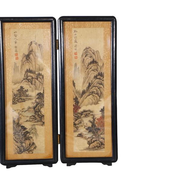 鐮倉美術溥伒 仿古山水桌面屏風