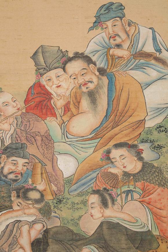 千美會陳洪綬絹本人物圖畫