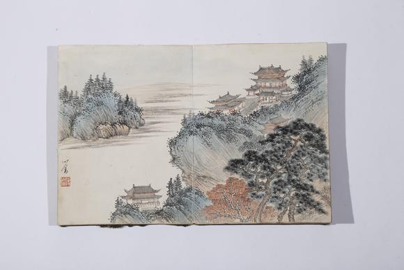 千美會(huì)溥儒《山水樓閣六幀圖冊(cè)》紙本冊(cè)頁(yè)