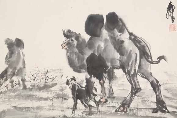 千美會(huì)黃胄紙本駱駝圖畫