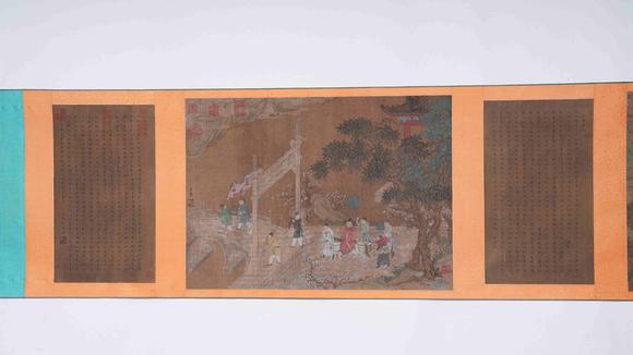 弘楊株式會(huì)社趙孟頫絹本福壽無(wú)疆圖畫(huà)手卷一對(duì)