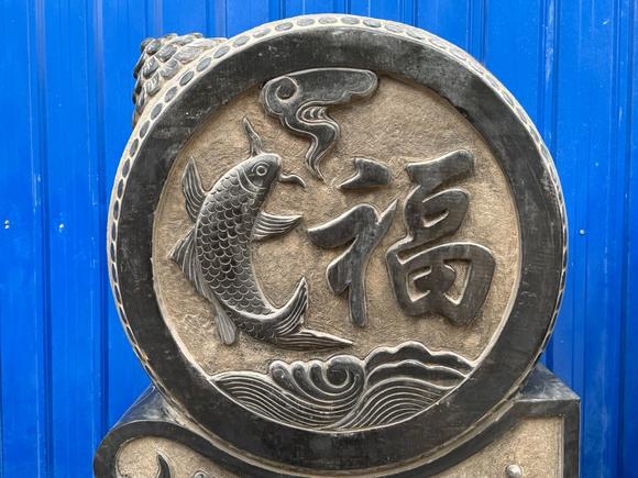 東京蕓術老黑青石抱石鼓門墩。