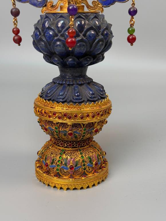 東京蕓術(shù)掐絲青金石藏傳佛教擺件天然青金石可檢測，純