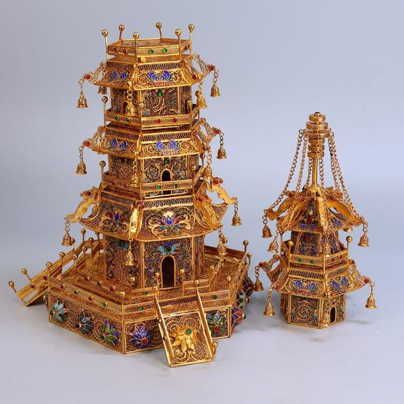 東京蕓術(shù)累絲嵌寶樓閣式佛塔