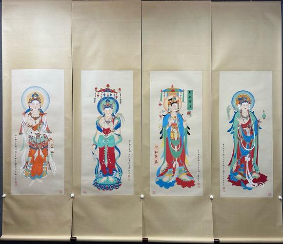日本松町古美張大千 佛像圖十二條屏