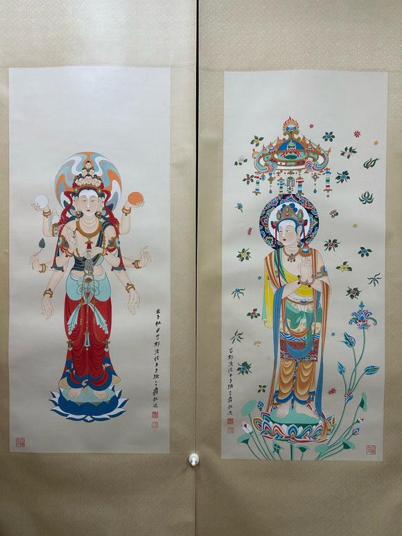日本松町古美張大千 佛像圖十二條屏