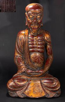 明代楠木大漆描金羅漢像