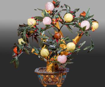 珐琅彩 寿桃 盆景