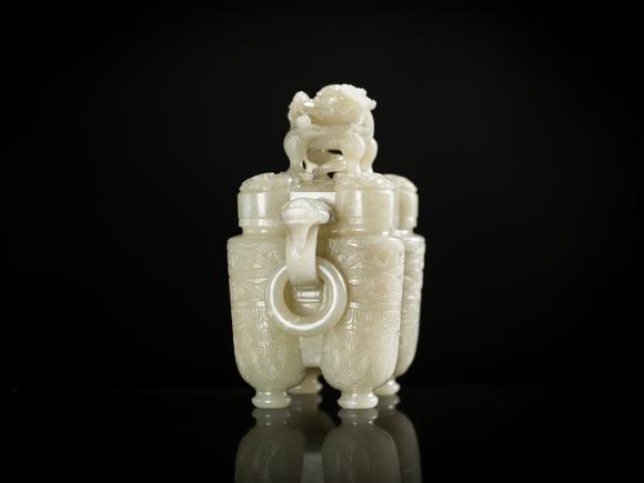 Galerie ZackeA PALE CELADON JADE ‘TULU’ VESSEL AND COVER, CHINA, QIANLONG PERIOD (1736-1795)