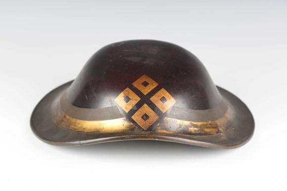 TooveysA Japanese wood composite jingasa, Edo period, of shaped bow