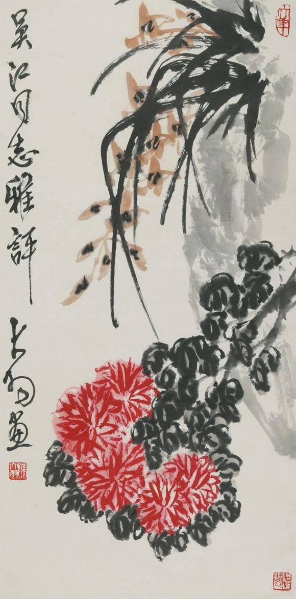 東京SAKURA拍賣(mài)（東京櫻花拍賣(mài)）陳大羽 蘭石菊花 吳江上款