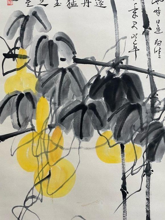 日本松町古美齊白石 葫蘆草蟲圖