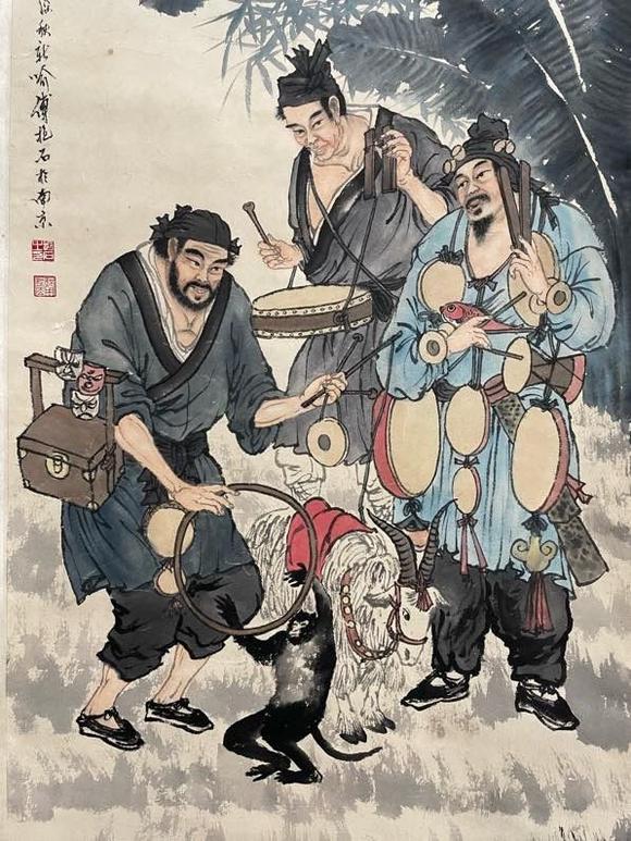 日本松町古美傅抱石 軟式三雄圖