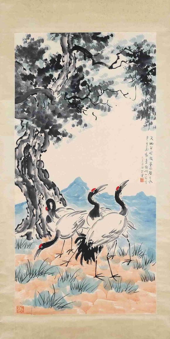 日本松町古美徐悲鴻 仙鶴圖