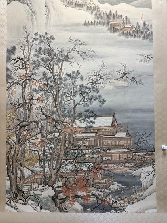 日本松町古美張大千 溪山積雪圖