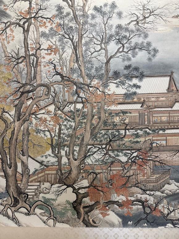 日本松町古美張大千 溪山積雪圖