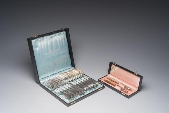 Coronari Auctions BVA French 12-piece silver-plated cutlery set, Christofle, and two butter knives with a German silver handle, 20th C.