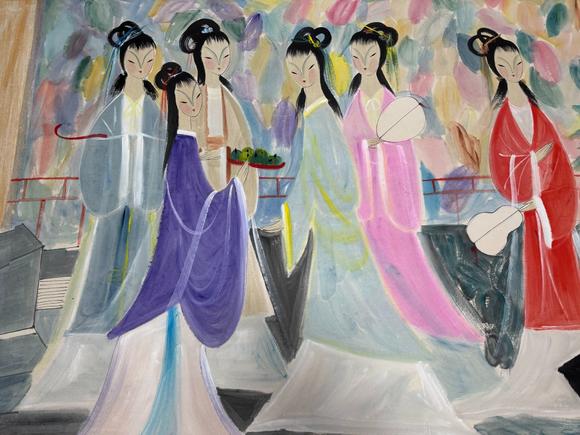 日本松町古美林風(fēng)眠 仕女圖