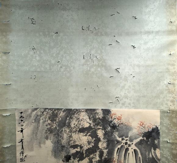 日本松町古美傅抱石 松亭望瀑圖