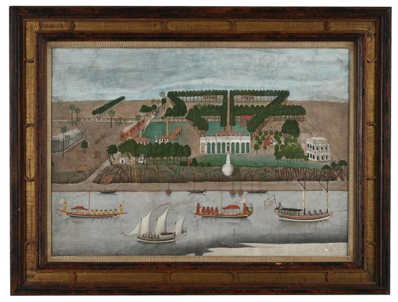 DreweattsCOMPANY SCHOOL (CIRCA 1770), LANDSCAPE WITH A EUROPEAN RESIDENCE NEAR MURSHIDABAD OR KASIMBAZAR