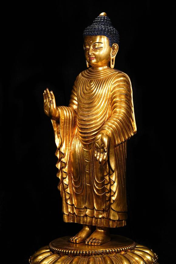 JUBAO HALL AUCTION HOUSE INCMing Dynasty Gilt-Bronze Standing Buddha Shakyamuni