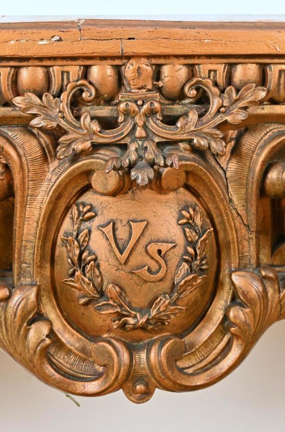 Loeckx AuctioneersLarge gilded Louis XVI console with marble top, 19…